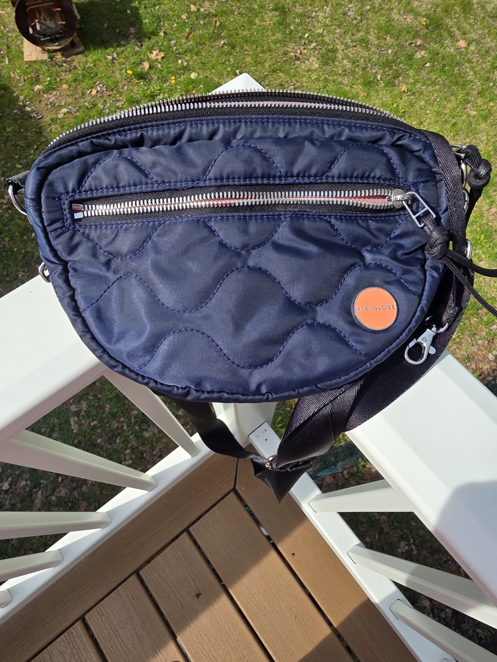 Travelon Quilted Navy Crossbody Bag with Orange Accent